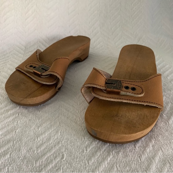 Women’s 7 Vintage 70’s Dr. Scholls Natural Wheat Wooden Exercise Sandals AUSTRIA - Picture 2 of 16